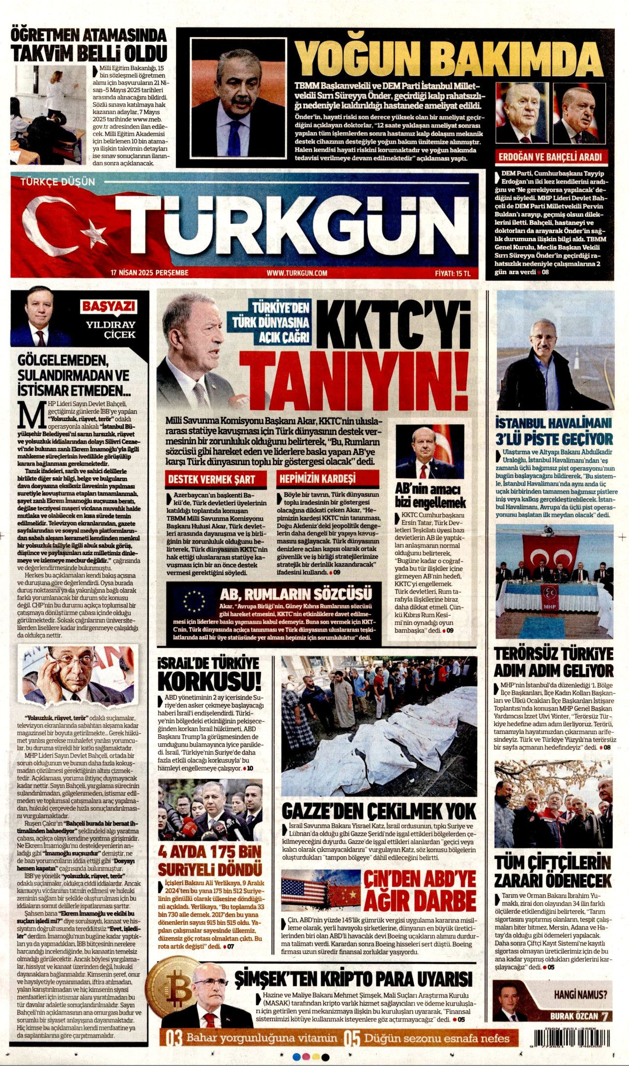 Zirai felaket için seferberlik! Ödemeler hemen yapılacak: Faizsiz kredi yolda... Günün gazete manşetleri 8