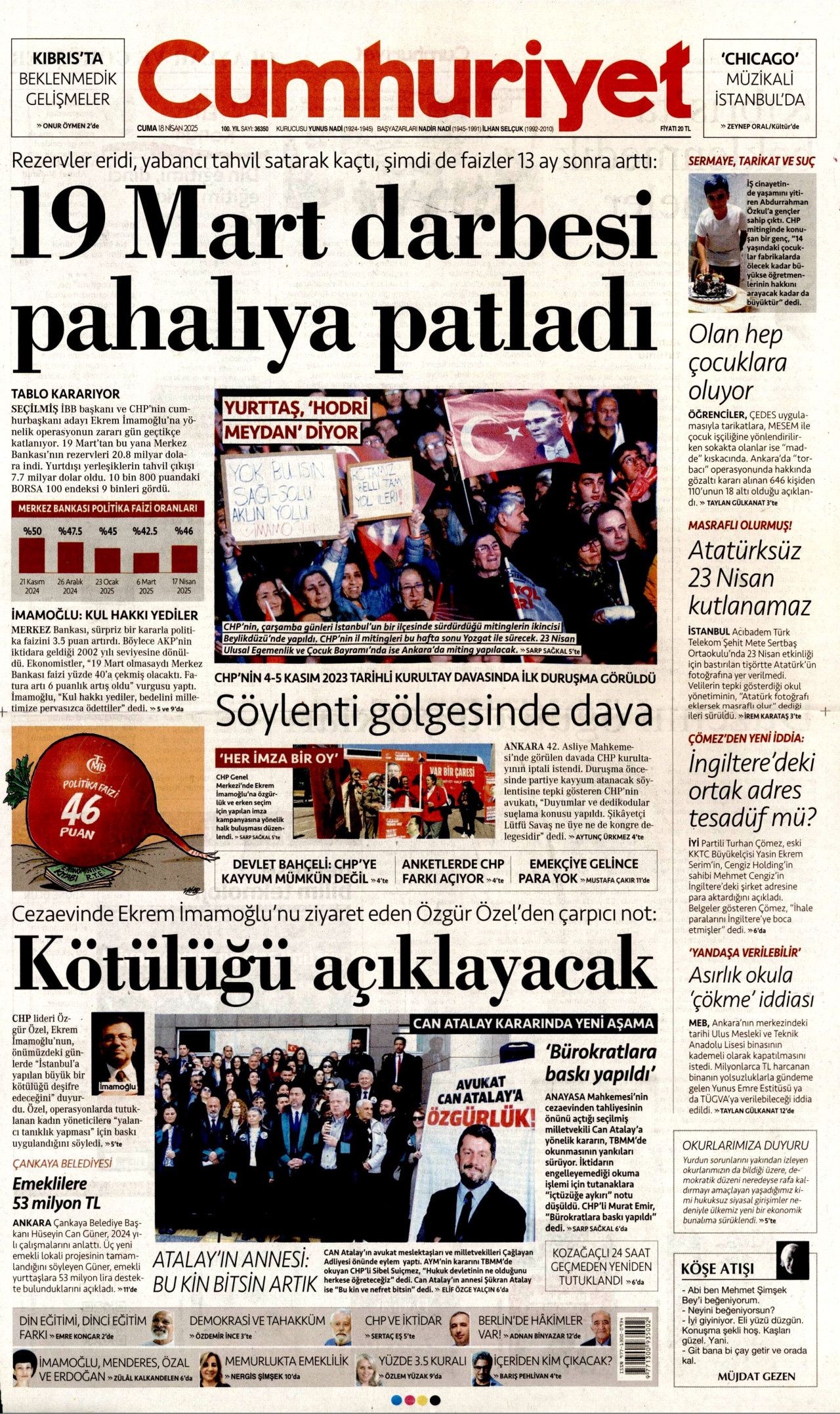 'CHP'ye kayyum atanacak' yalanında kim kazandı? Bir gecede yüzde 50... İşte 18 Nisan Cuma gazete manşetleri! 6