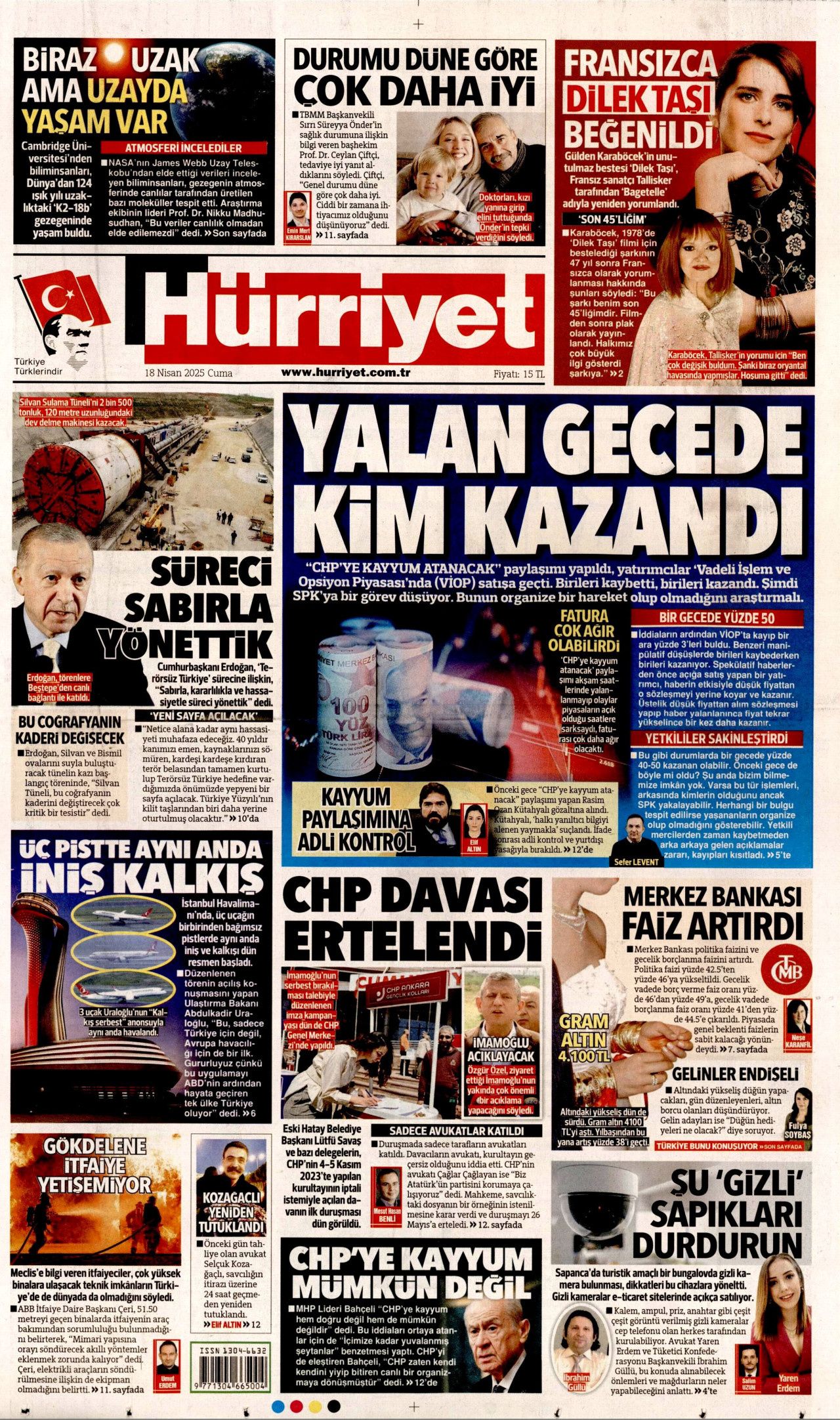 'CHP'ye kayyum atanacak' yalanında kim kazandı? Bir gecede yüzde 50... İşte 18 Nisan Cuma gazete manşetleri! 1