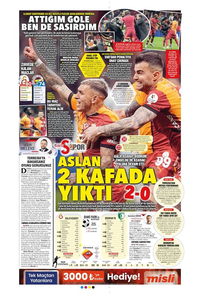 "Galatasaray'dan Bodrum sefası!" İşte günün spor manşetleri 7