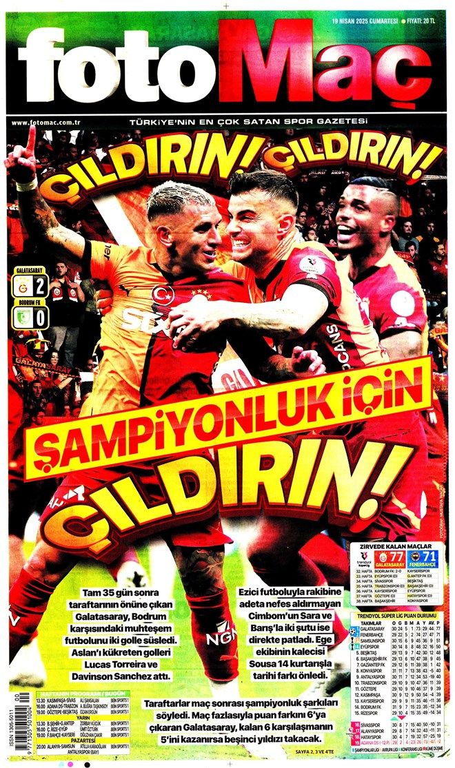 "Galatasaray'dan Bodrum sefası!" İşte günün spor manşetleri 3