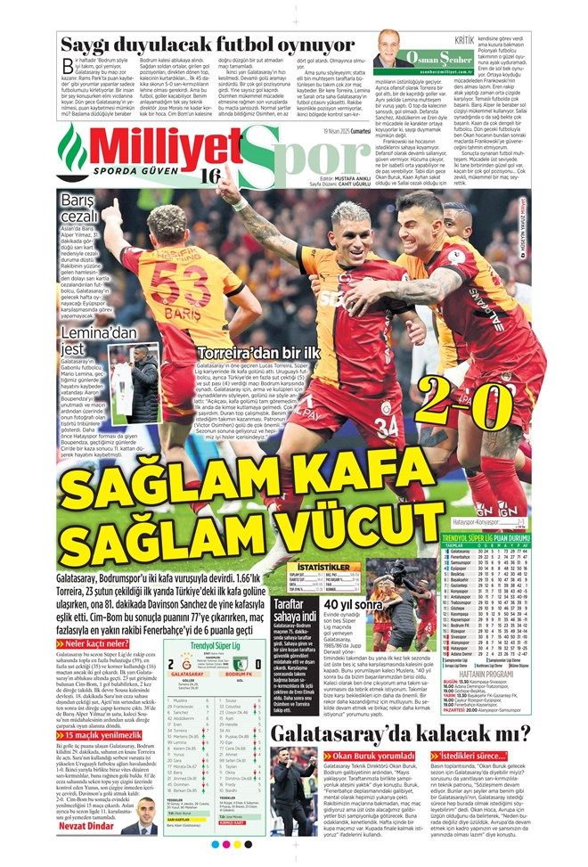 "Galatasaray'dan Bodrum sefası!" İşte günün spor manşetleri 8