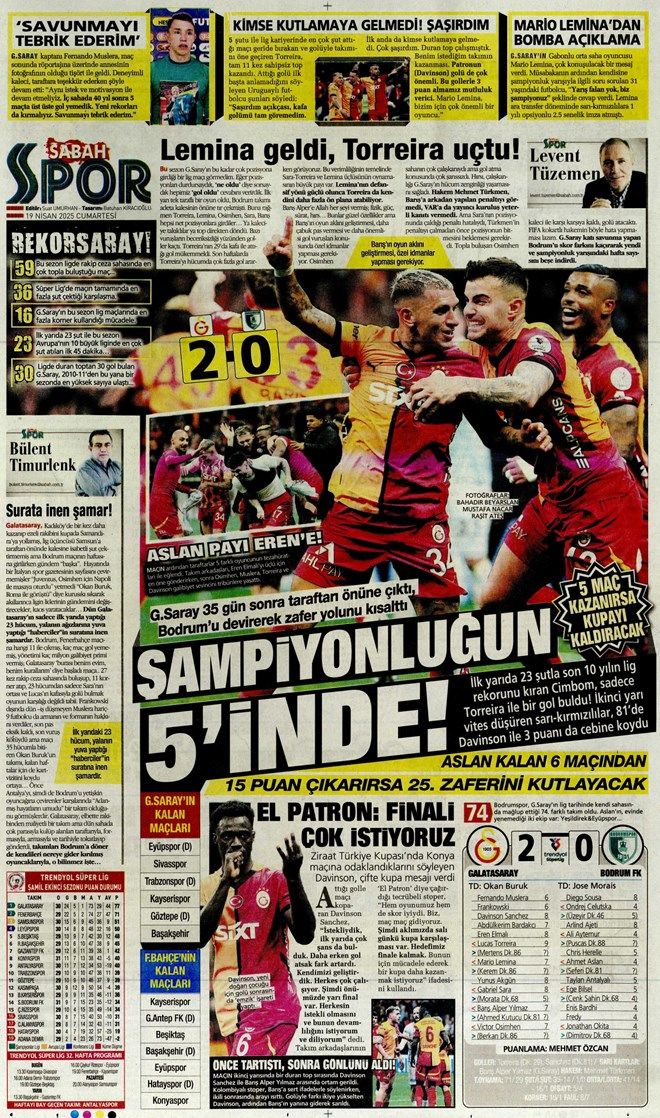 "Galatasaray'dan Bodrum sefası!" İşte günün spor manşetleri 9