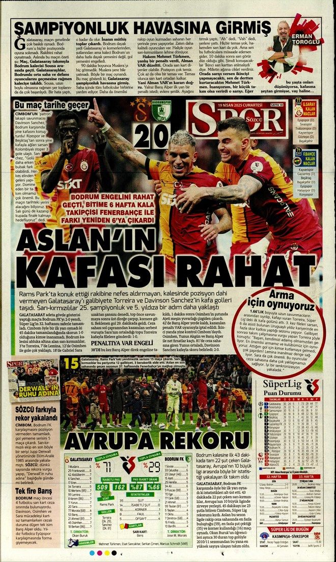 "Galatasaray'dan Bodrum sefası!" İşte günün spor manşetleri 10