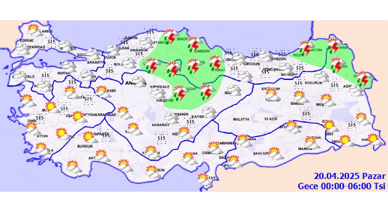 20 Nisan 2025 Pazar yurt genelinde hava nasıl olacak? İşte kuvvetli yağış beklenen iller... 1