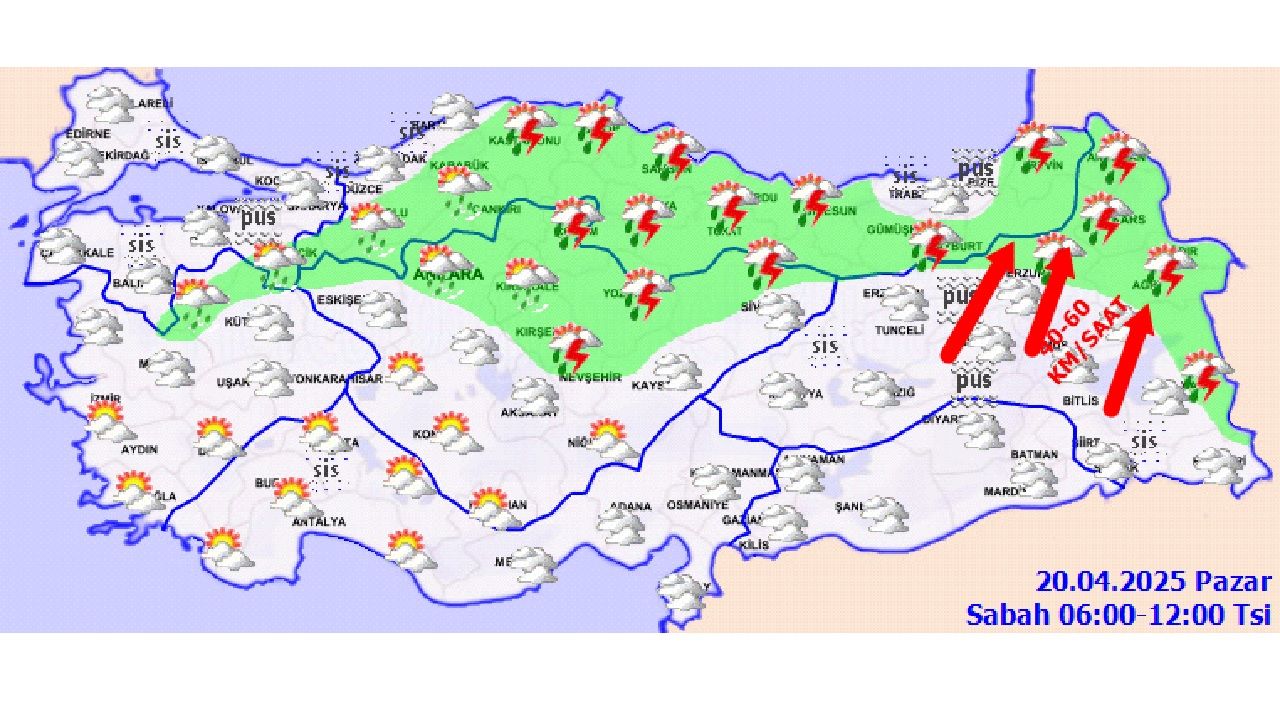 20 Nisan 2025 Pazar yurt genelinde hava nasıl olacak? İşte kuvvetli yağış beklenen iller... 2