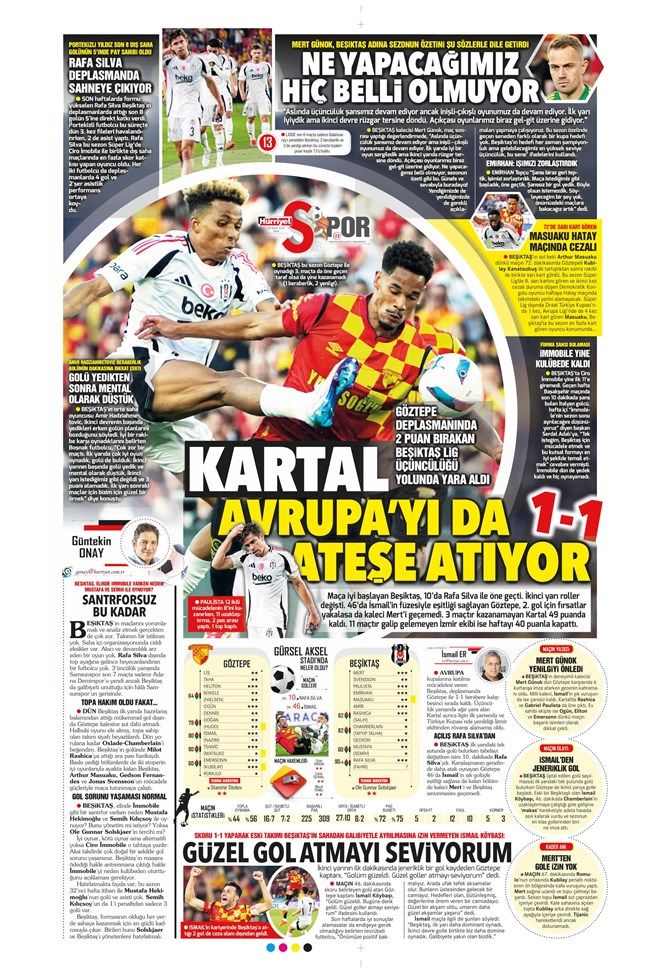 Kartal'ın 'Göz'ünde ışık yok! İşte Göztepe - Beşiktaş maçı sonrası spor gazetelerinin manşetleri 8
