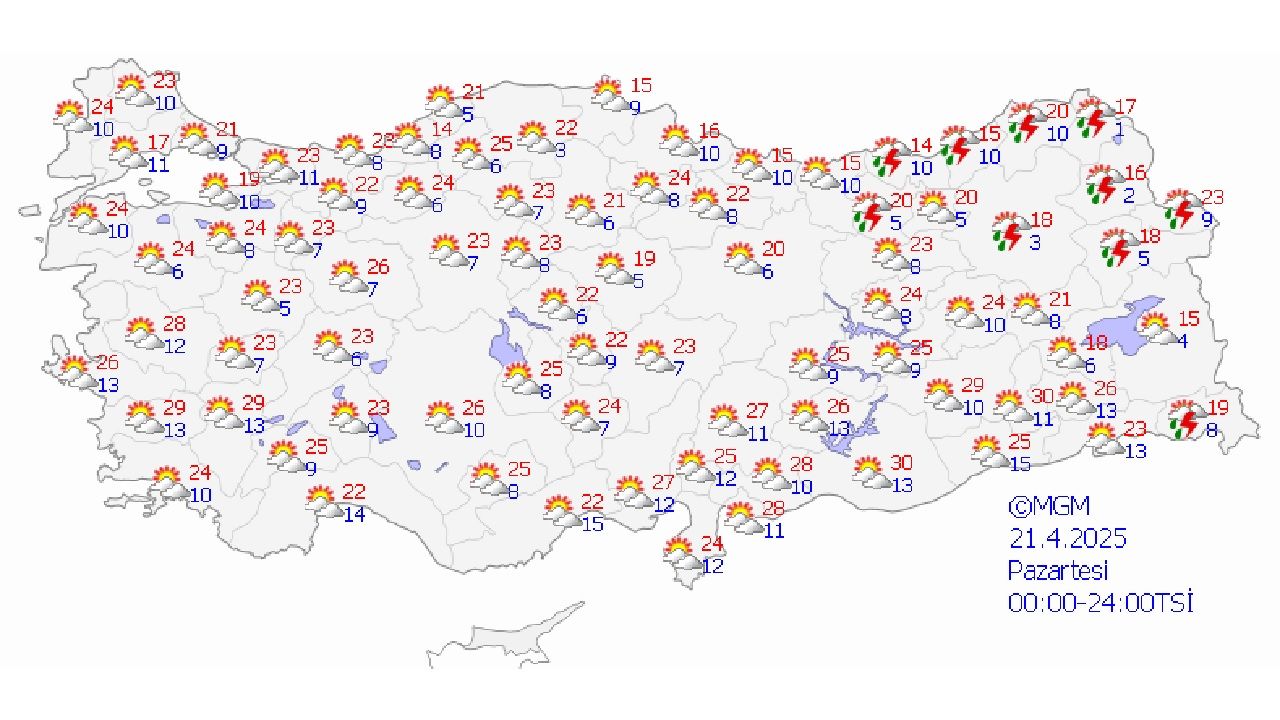 21 Nisan 2025 Pazartesi hava durumu tahminleri geldi! Haftanın ilk iş günü beklenen hava sıcaklıkları... 1