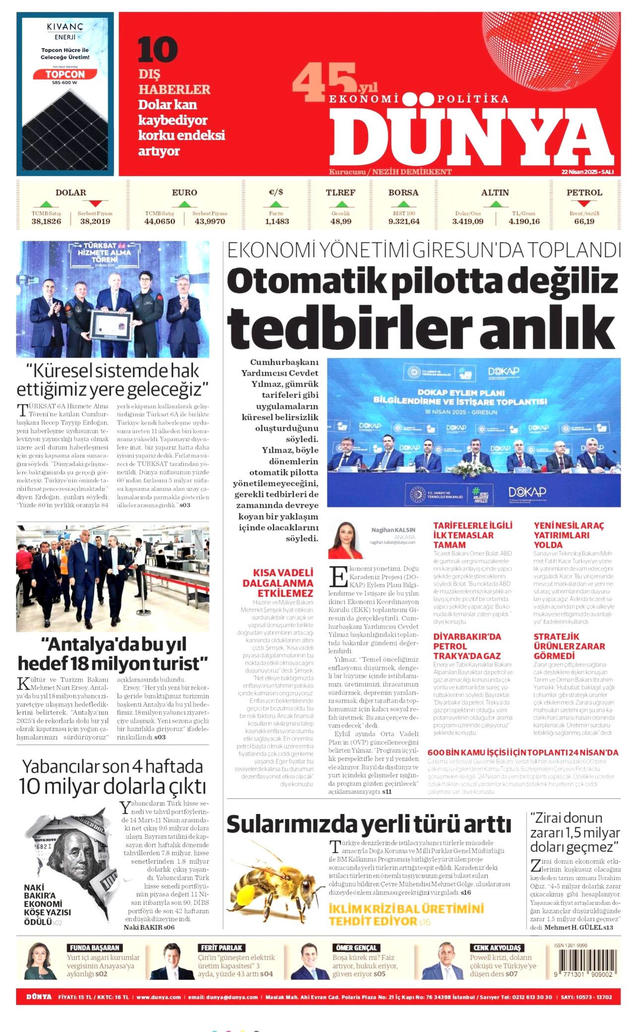Gıda krizlerine ilk müdahale Türkiye'den! Dünyanın ambarı olacağız... 22 Nisan Gazete manşetleri... 23