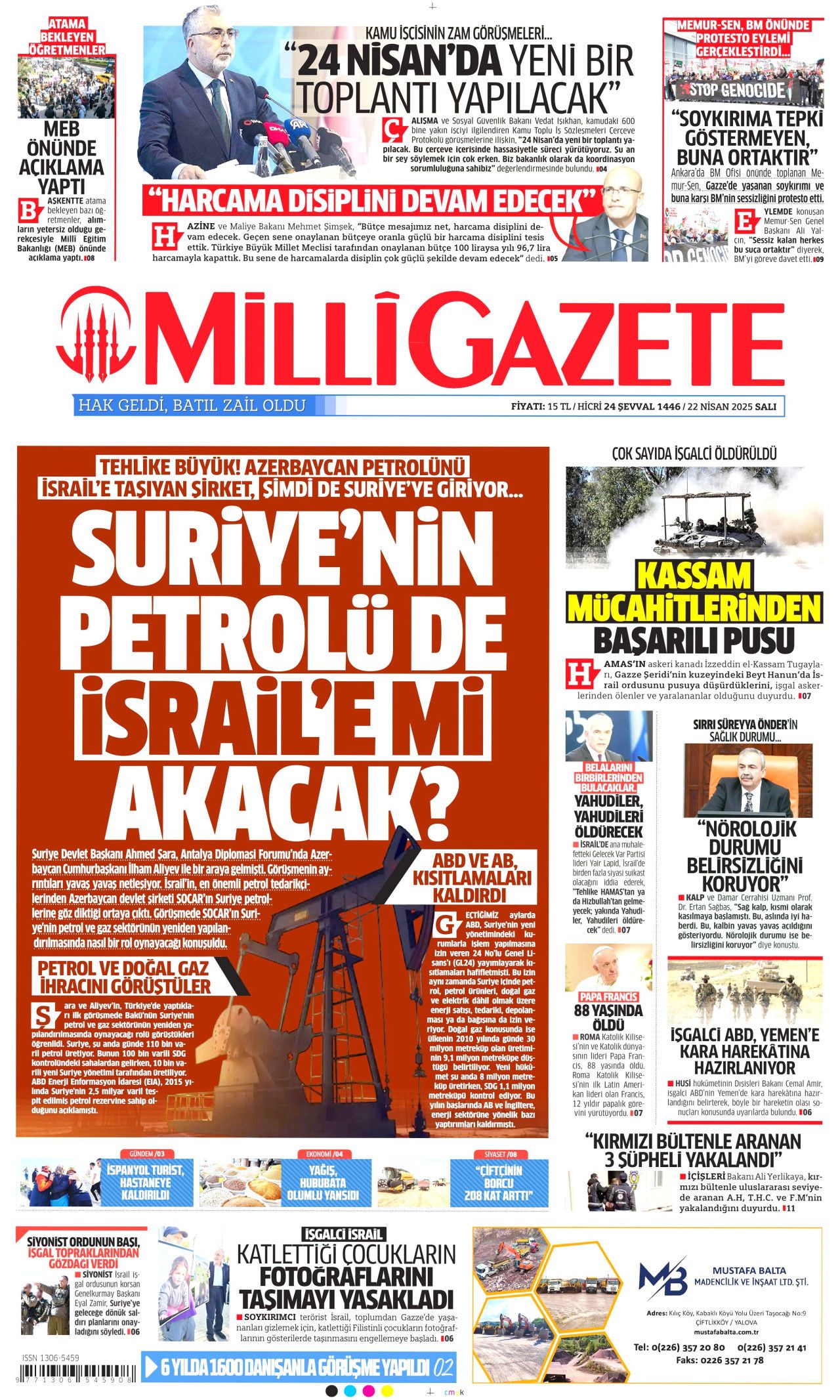 Gıda krizlerine ilk müdahale Türkiye'den! Dünyanın ambarı olacağız... 22 Nisan Gazete manşetleri... 7