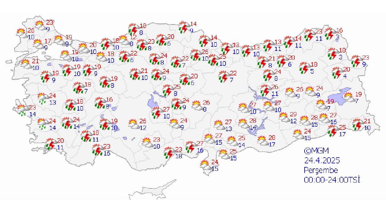 24 Nisan 2025 yurt geneli hava durumu! Deprem bölgesinde yağış bekleniyor mu? 1