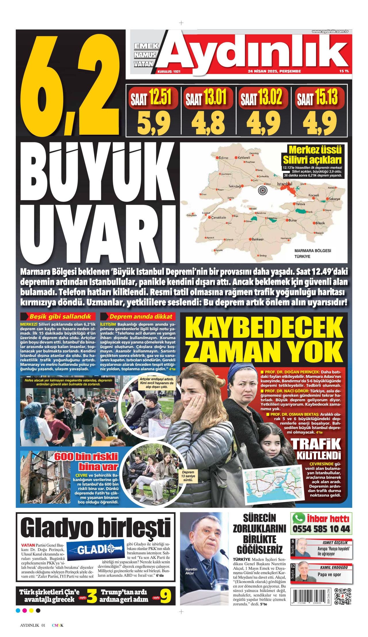 İstanbul'da paniğe yol açan 6.2'lik deprem gazete manşetlerinde! Bu deprem o deprem mi? Uzmanlar bölündü... 17