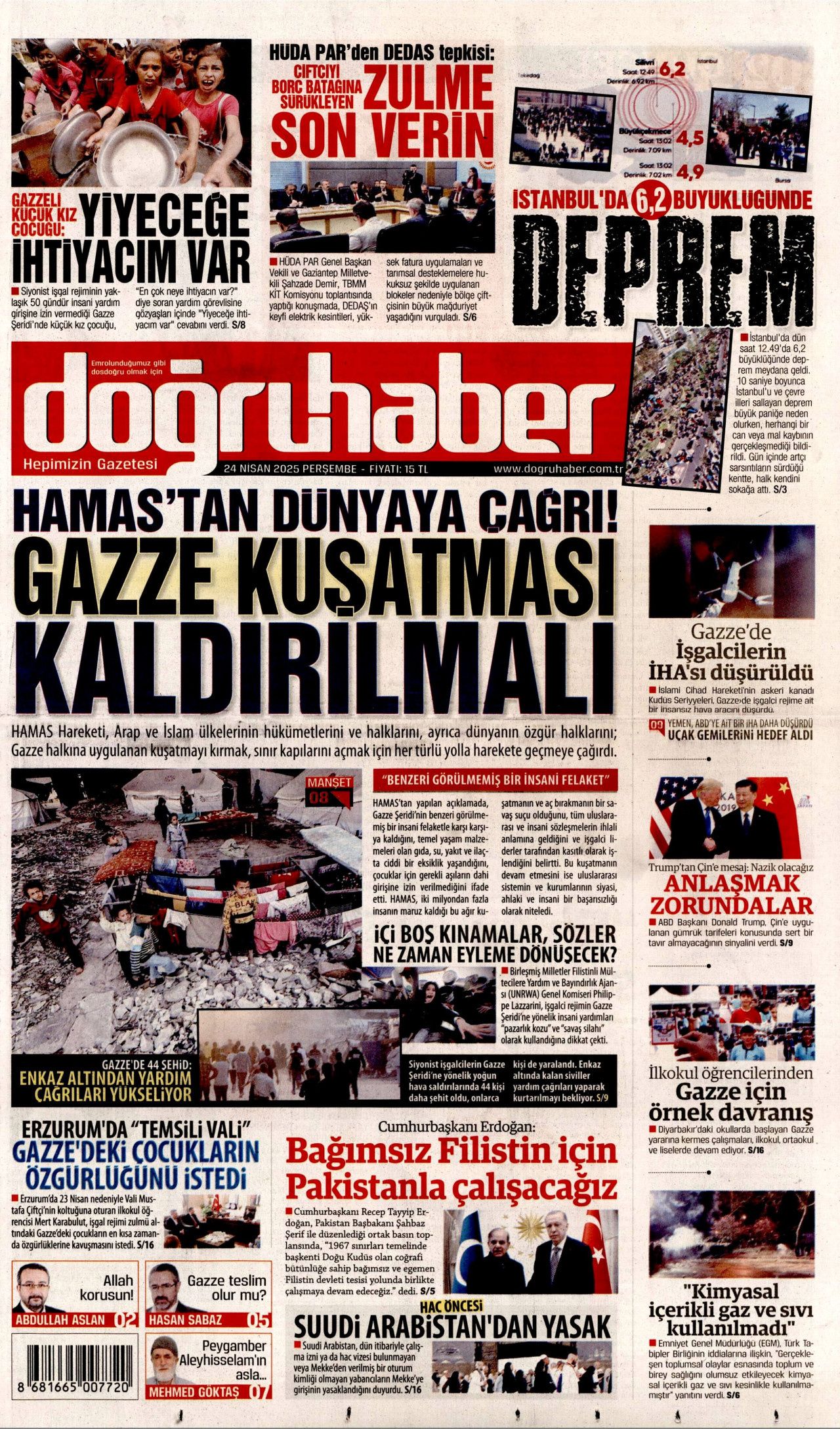 İstanbul'da paniğe yol açan 6.2'lik deprem gazete manşetlerinde! Bu deprem o deprem mi? Uzmanlar bölündü... 25