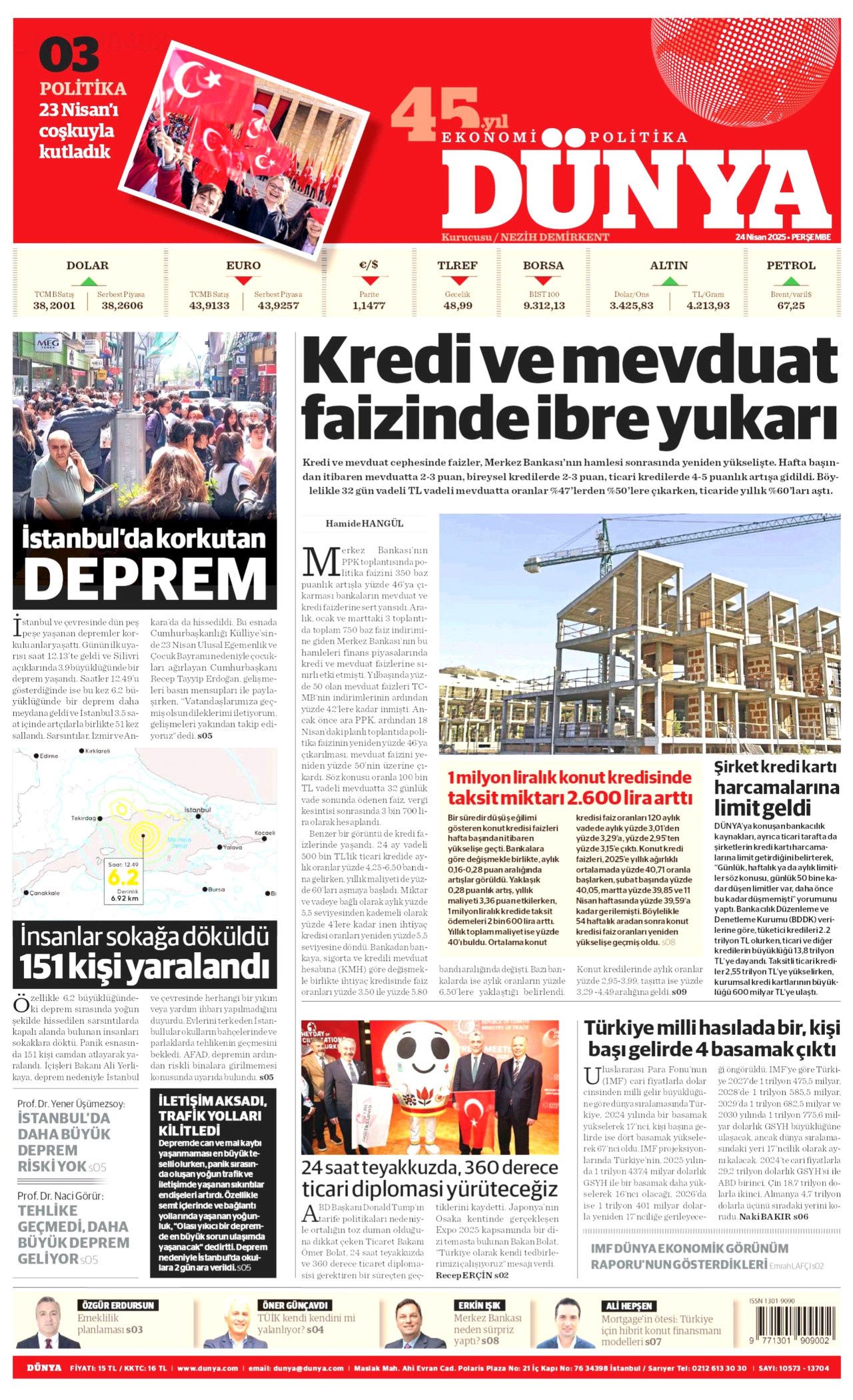 İstanbul'da paniğe yol açan 6.2'lik deprem gazete manşetlerinde! Bu deprem o deprem mi? Uzmanlar bölündü... 21