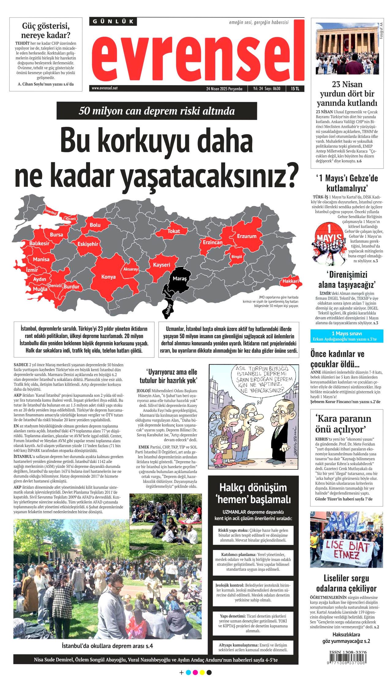 İstanbul'da paniğe yol açan 6.2'lik deprem gazete manşetlerinde! Bu deprem o deprem mi? Uzmanlar bölündü... 18