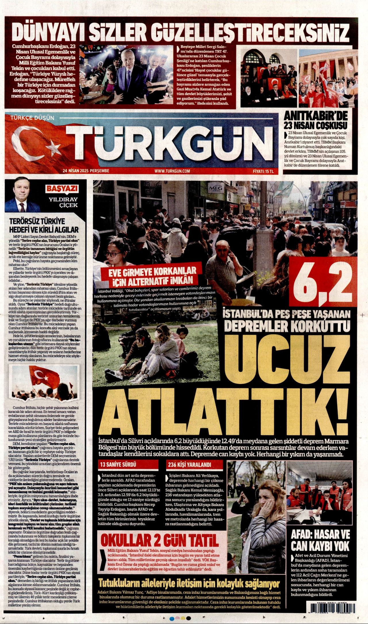 İstanbul'da paniğe yol açan 6.2'lik deprem gazete manşetlerinde! Bu deprem o deprem mi? Uzmanlar bölündü... 10