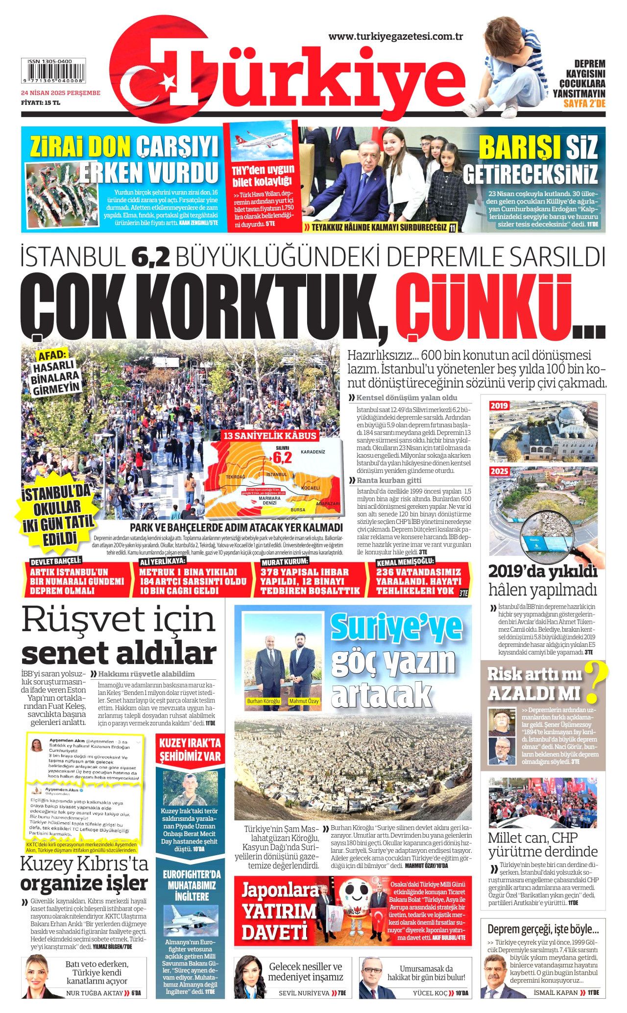 İstanbul'da paniğe yol açan 6.2'lik deprem gazete manşetlerinde! Bu deprem o deprem mi? Uzmanlar bölündü... 5