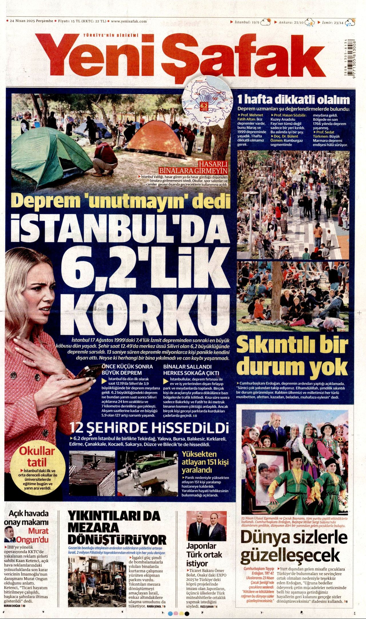 İstanbul'da paniğe yol açan 6.2'lik deprem gazete manşetlerinde! Bu deprem o deprem mi? Uzmanlar bölündü... 4