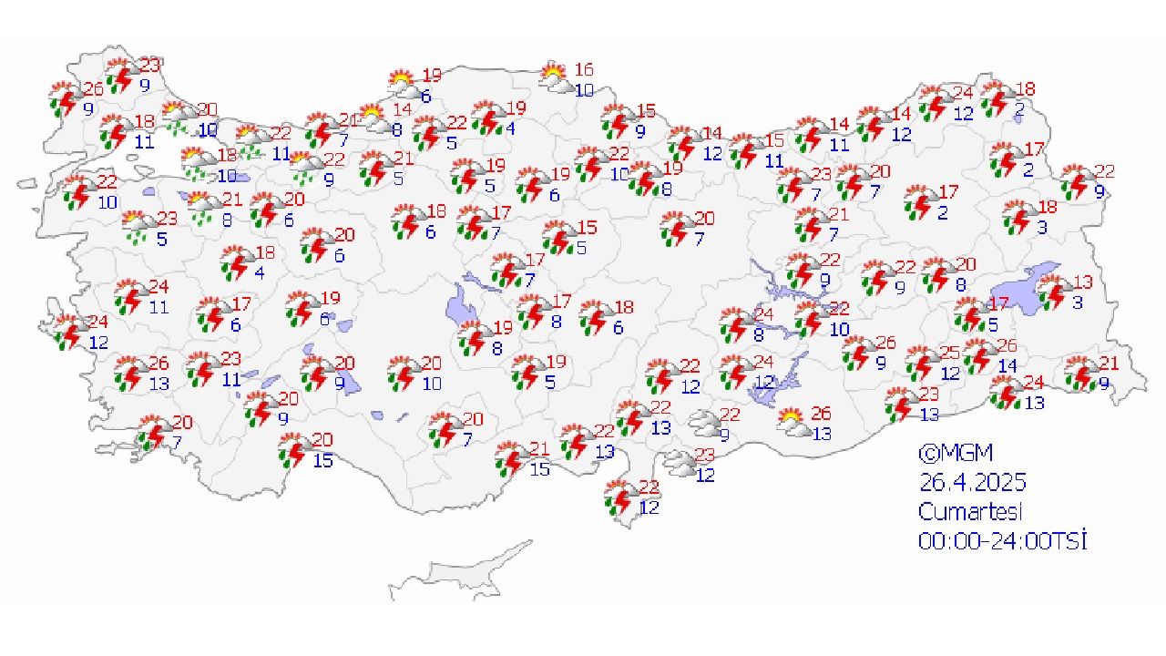 26 Nisan 2025 Cumartesi Türkiye geneli hava durumu tahminleri yayınlandı! İşte il il beklenen hava sıcaklıkları... 2