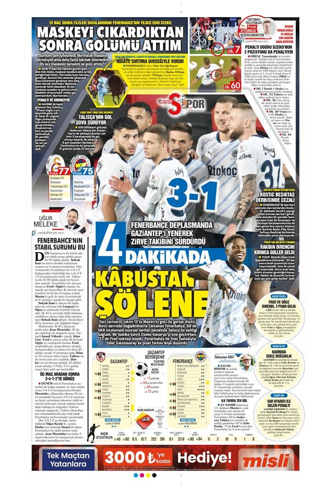 "Benim hala inancım var!" Fenerbahçe'nin müthiş geri dönüşü gazete manşetlerine böyle yansıdı 7