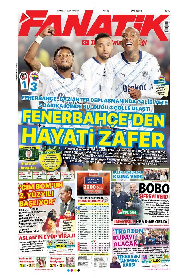 "Benim hala inancım var!" Fenerbahçe'nin müthiş geri dönüşü gazete manşetlerine böyle yansıdı 2