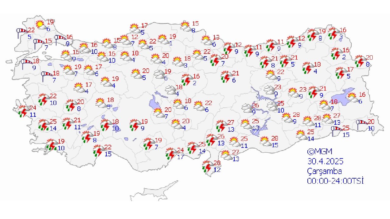 Meteoroloji Türkiye geneli hava durumu tahminlerini paylaştı! 30 Nisan 2025 il il hava sıcaklıkları... 1