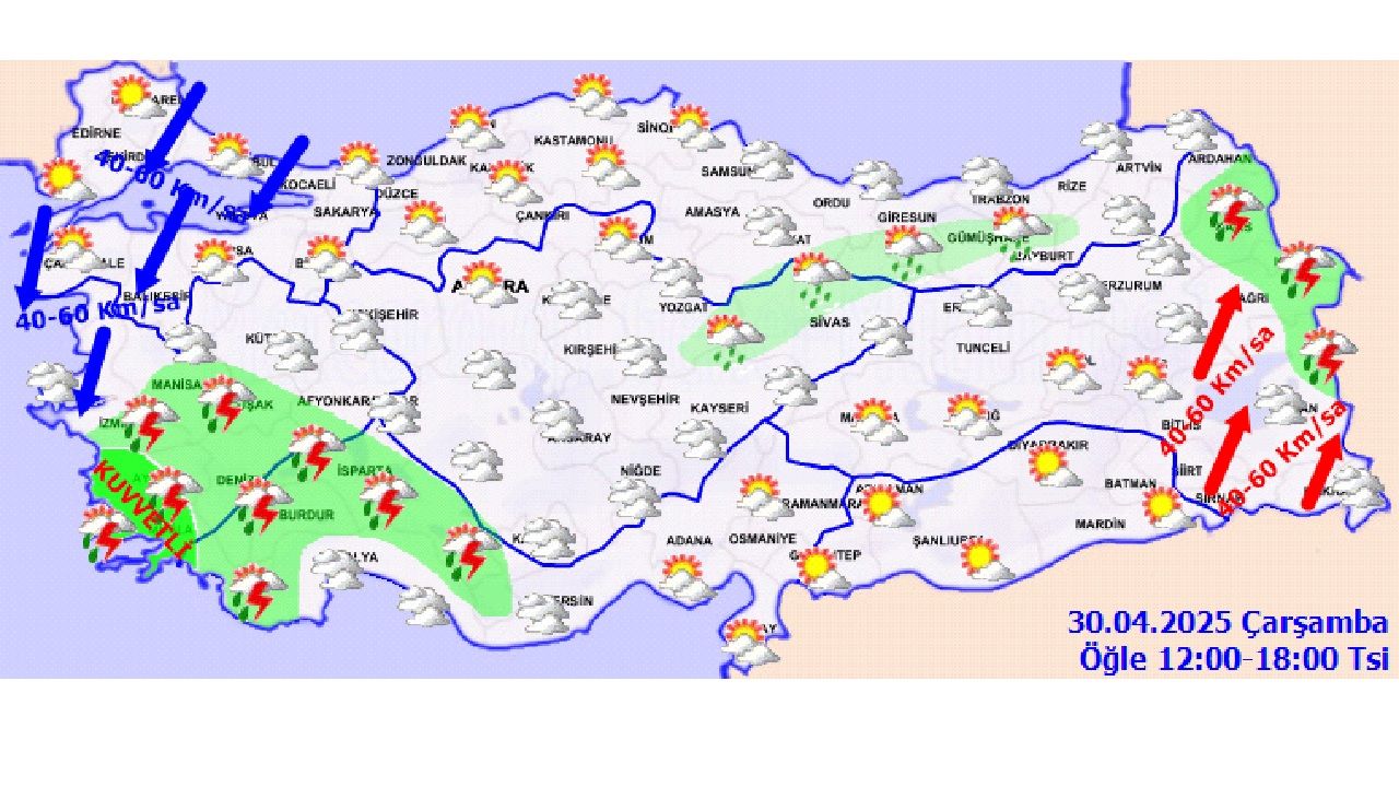 Meteoroloji Türkiye geneli hava durumu tahminlerini paylaştı! 30 Nisan 2025 il il hava sıcaklıkları... 4