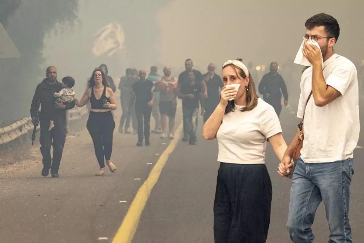 İsrail alevlere teslim! 12 bin dönüm alan küle döndü, 10 yerleşim yeri tahliye edildi... 1