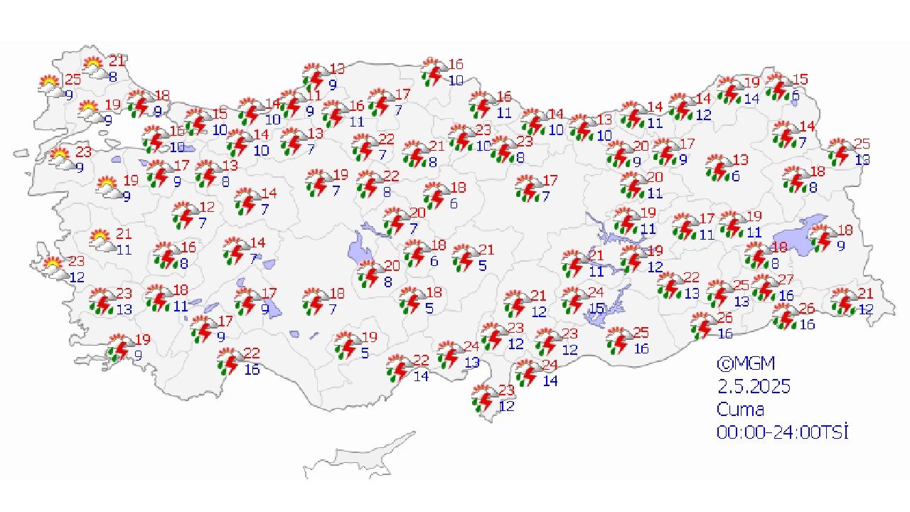 2 Mayıs 2025 Meteoroloji yurt geneli hava durumu! Olumsuz hava koşullarına karşı önleminizi alın... 1