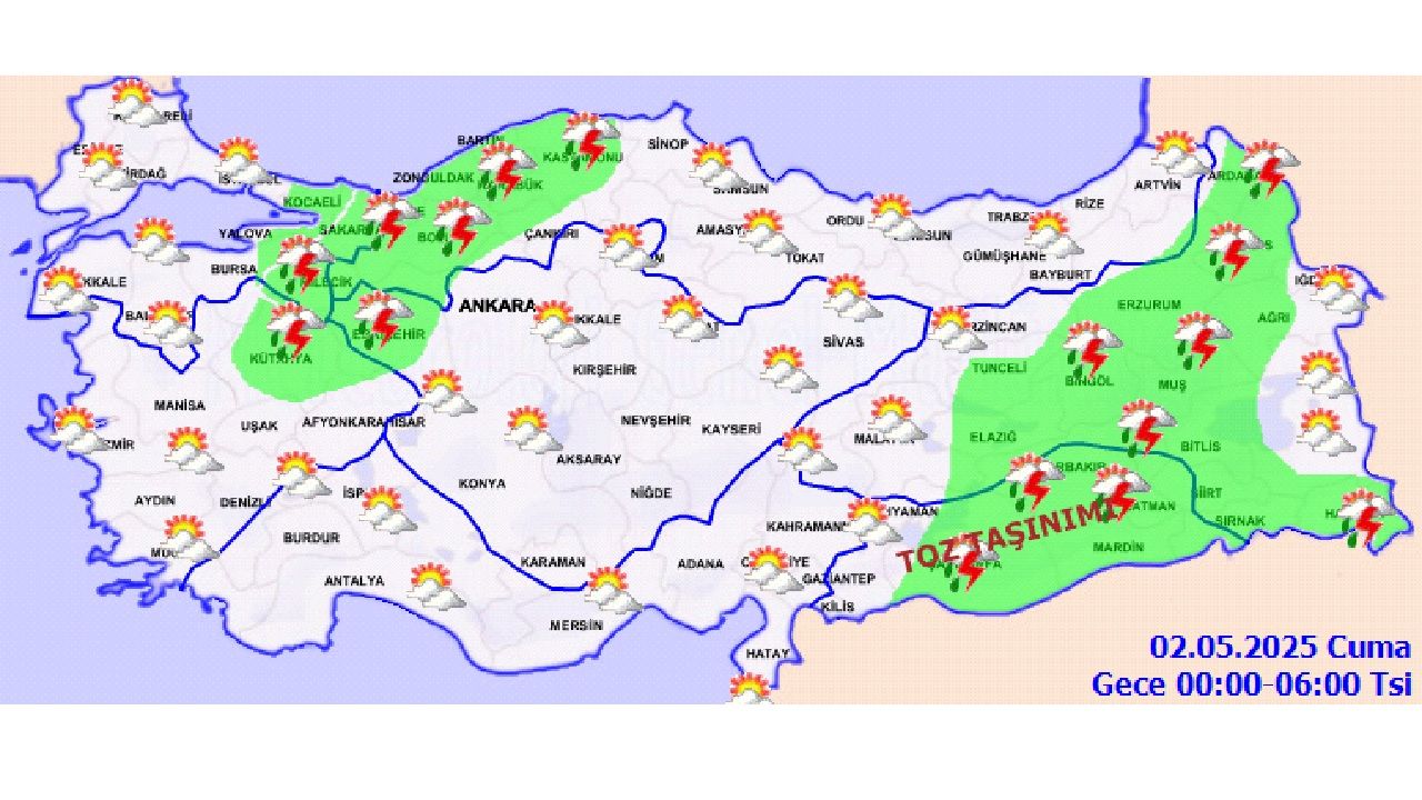 2 Mayıs 2025 Meteoroloji yurt geneli hava durumu! Olumsuz hava koşullarına karşı önleminizi alın... 2