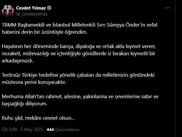 Siyasilerden, Sırrı Süreyya Önder için başsağlığı mesajları... "Türkiye idealine katkı sunma gayretiyle daima hatırlanacaktır" 7