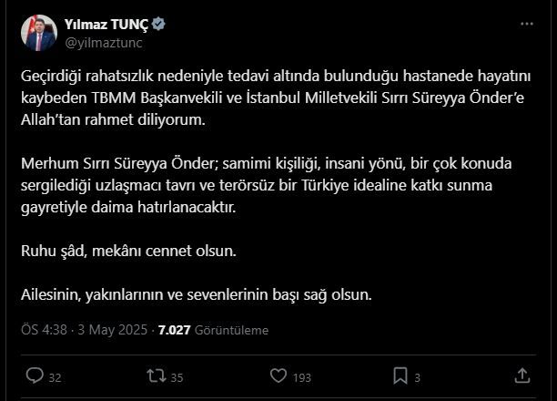 Siyasilerden, Sırrı Süreyya Önder için başsağlığı mesajları... "Türkiye idealine katkı sunma gayretiyle daima hatırlanacaktır" 2