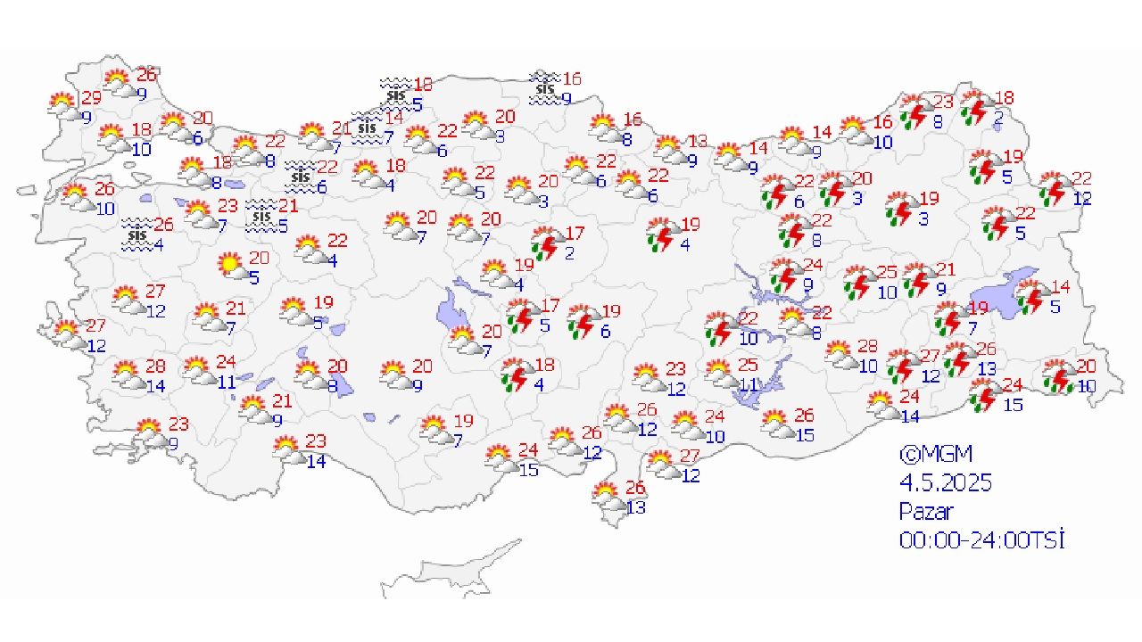 4 Mayıs 2025 hava durumu tahmin raporunu paylaştı! İşte il il hava durumu... 1