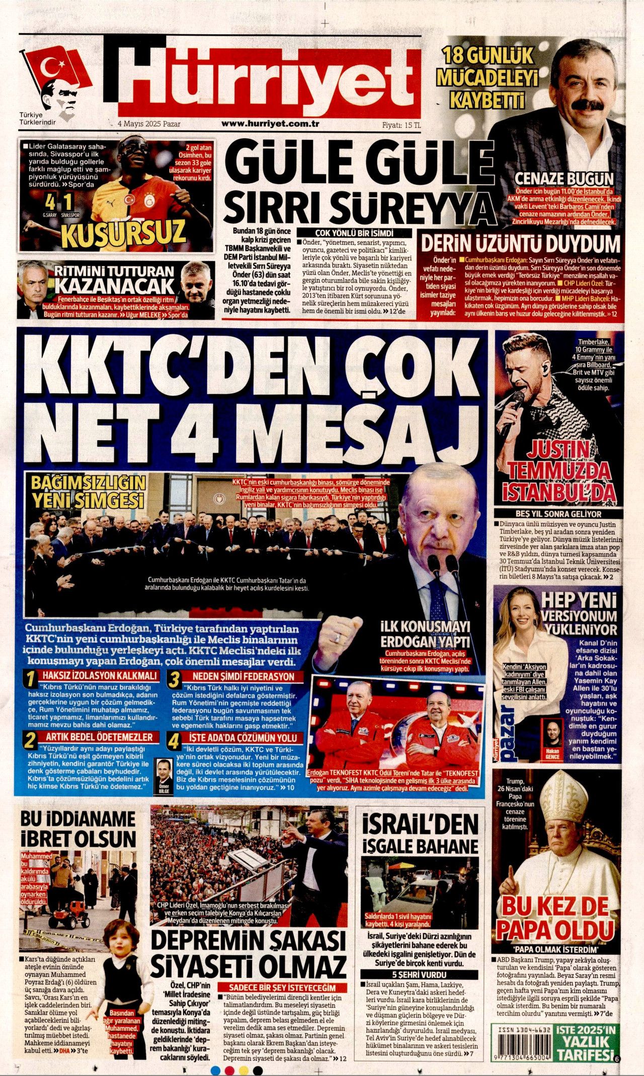 Cumhurbaşkanı Erdoğan'ın KKTC'deki tarihi sözleri gazete manşetlerinde 1