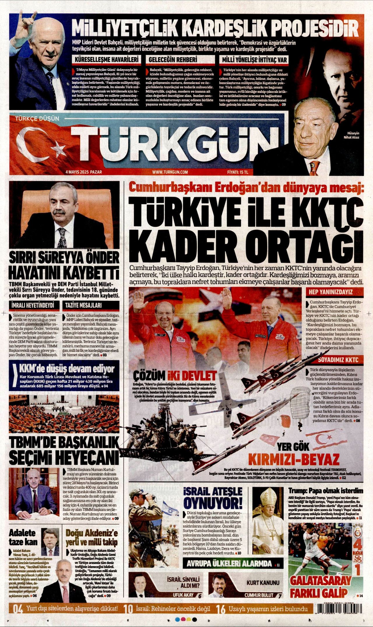 Cumhurbaşkanı Erdoğan'ın KKTC'deki tarihi sözleri gazete manşetlerinde 8