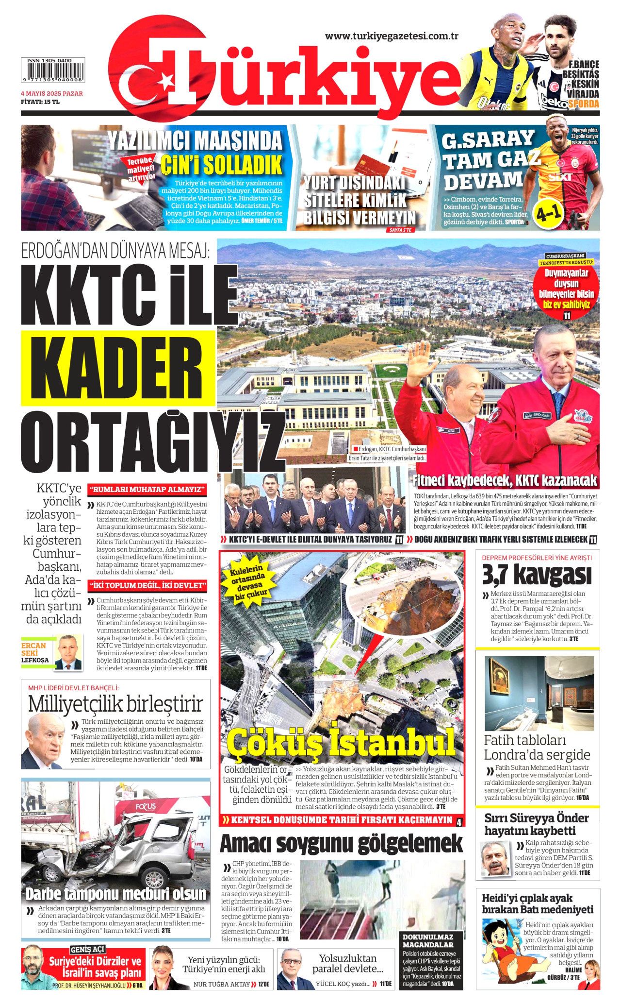 Cumhurbaşkanı Erdoğan'ın KKTC'deki tarihi sözleri gazete manşetlerinde 3