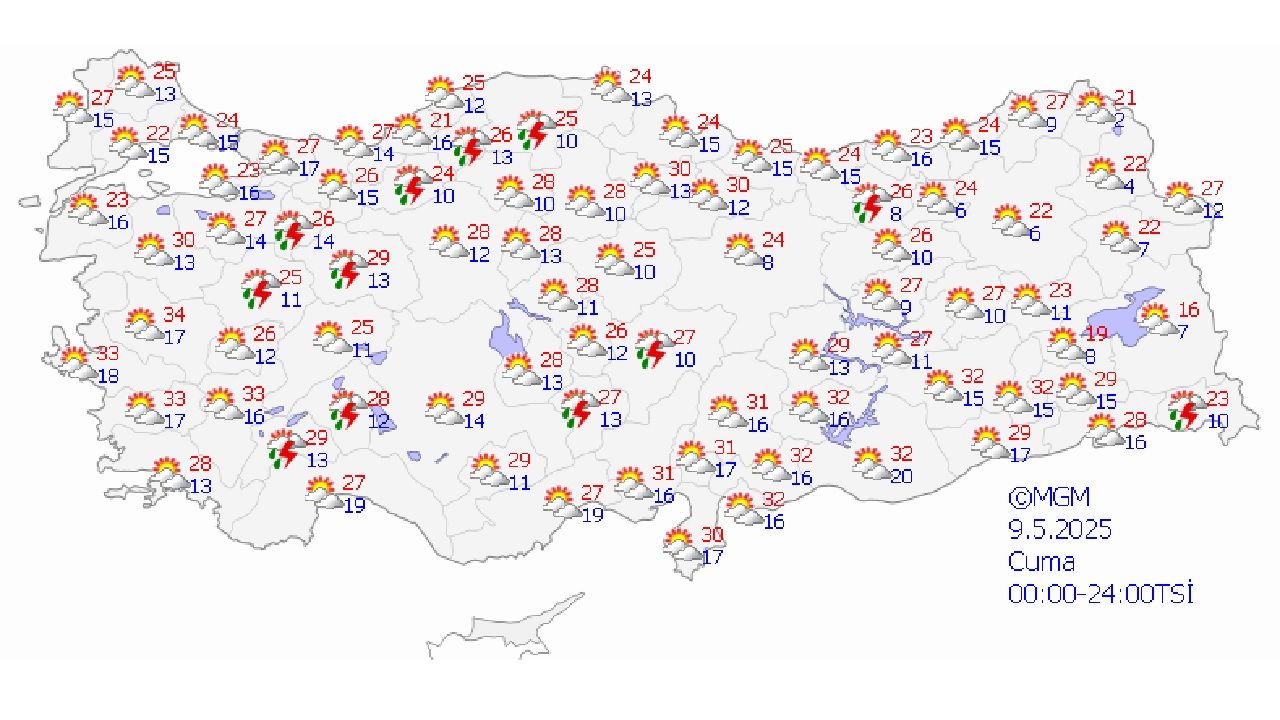 9 Mayıs 2025 Cuma meteoroloji hava durumu raporunu paylaştı! Ankara, İstanbul ve İzmir başta olmak üzere il il beklenen sıcaklıklar... 2