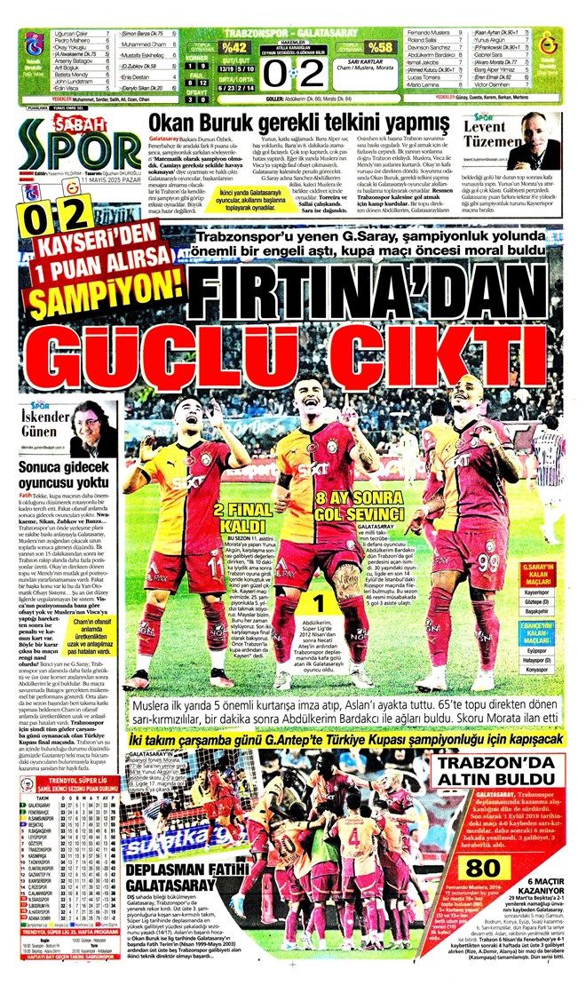 "Açılın şampiyon geliyor! Cimbom koşar adım beşinci yıldıza" Galatasaray'ın galibiyeti manşetlerde... 12