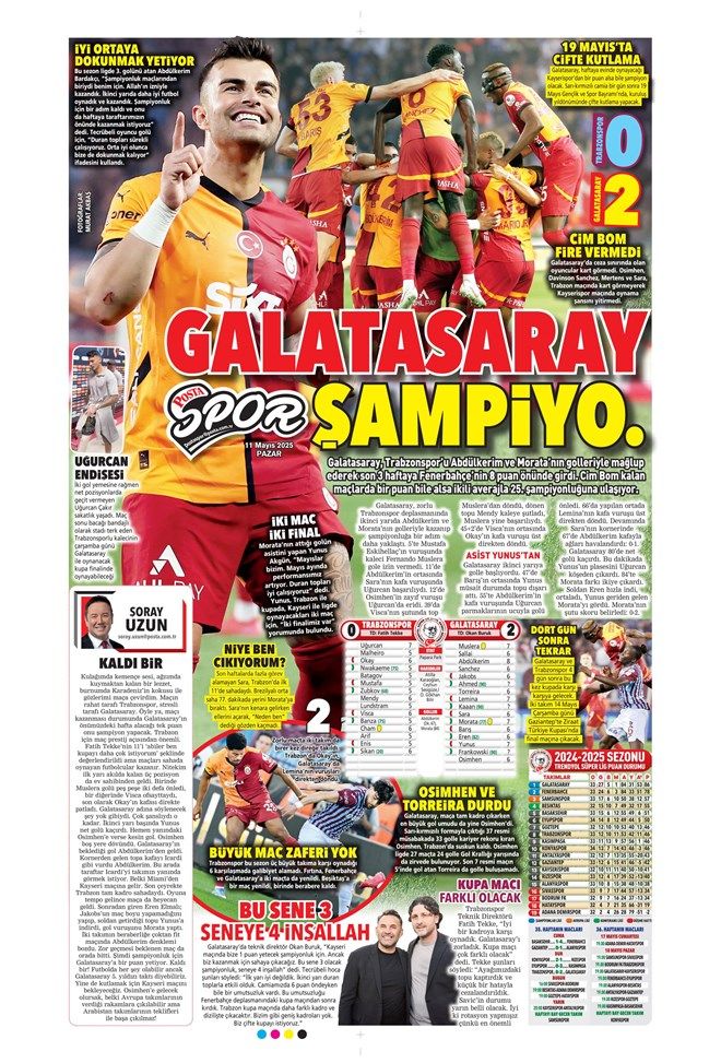 "Açılın şampiyon geliyor! Cimbom koşar adım beşinci yıldıza" Galatasaray'ın galibiyeti manşetlerde... 11