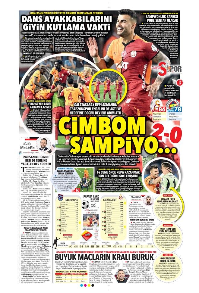 "Açılın şampiyon geliyor! Cimbom koşar adım beşinci yıldıza" Galatasaray'ın galibiyeti manşetlerde... 7