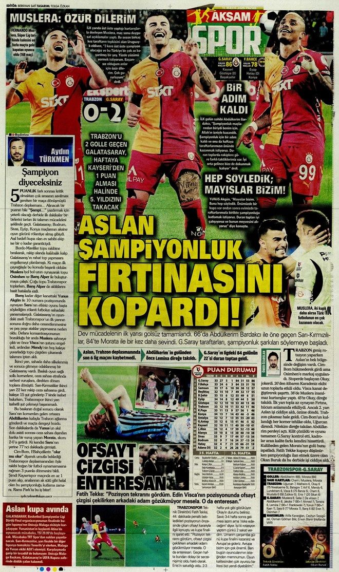 "Açılın şampiyon geliyor! Cimbom koşar adım beşinci yıldıza" Galatasaray'ın galibiyeti manşetlerde... 6