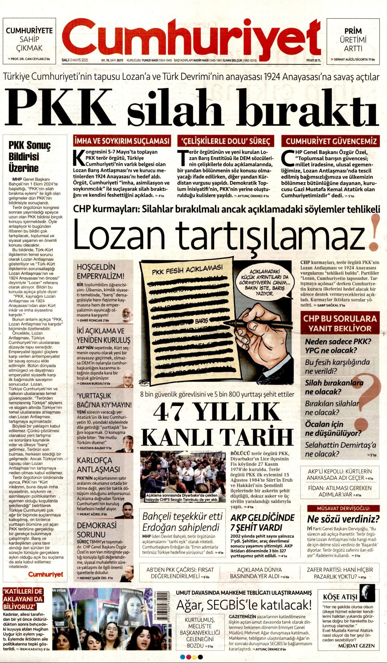 50 yıllık terör devri kapandı! PKK 4 aşamada tasfiye edilecek... Tarihi fesih kararı gazete manşetlerinde! 3