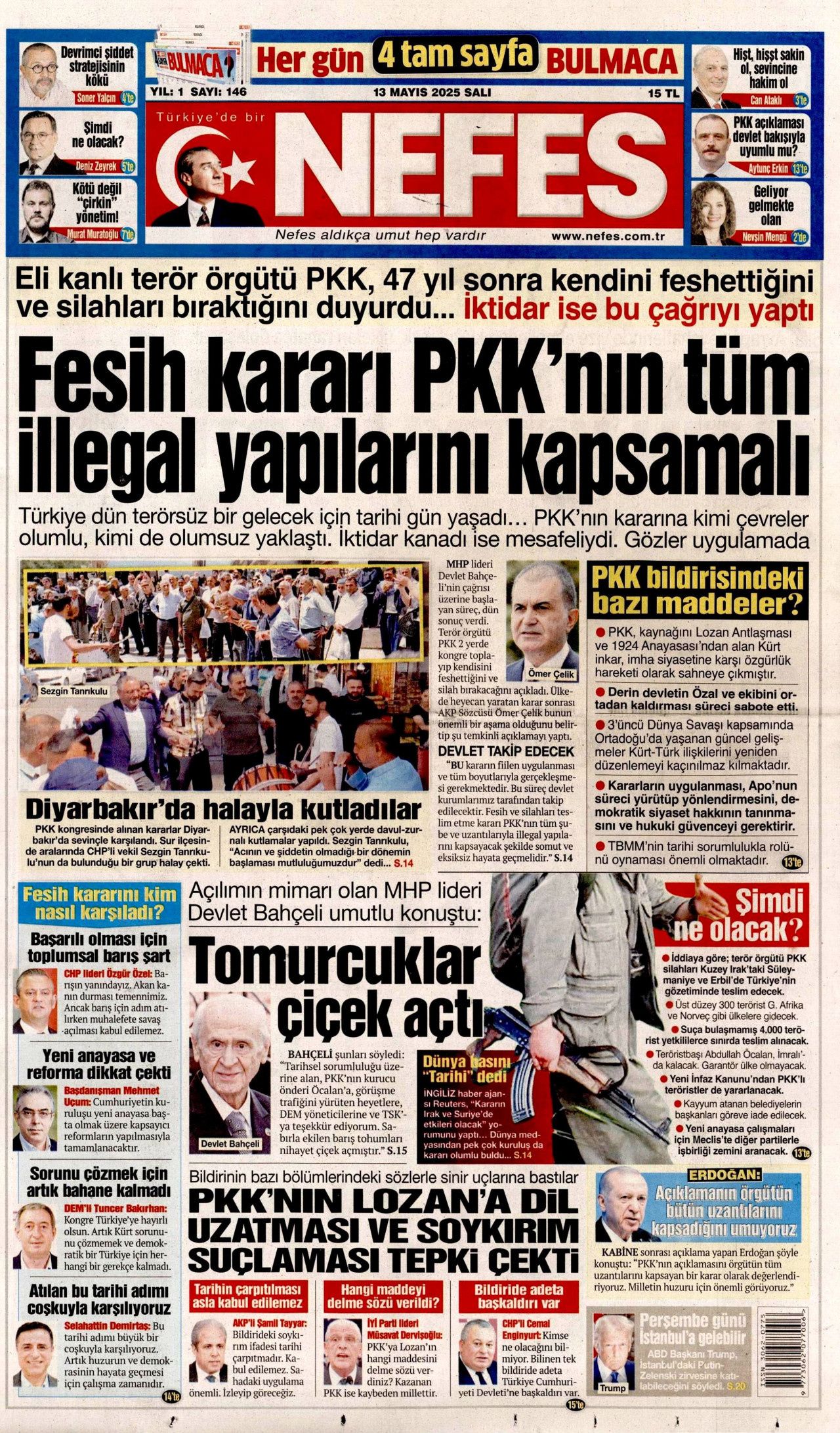 50 yıllık terör devri kapandı! PKK 4 aşamada tasfiye edilecek... Tarihi fesih kararı gazete manşetlerinde! 18