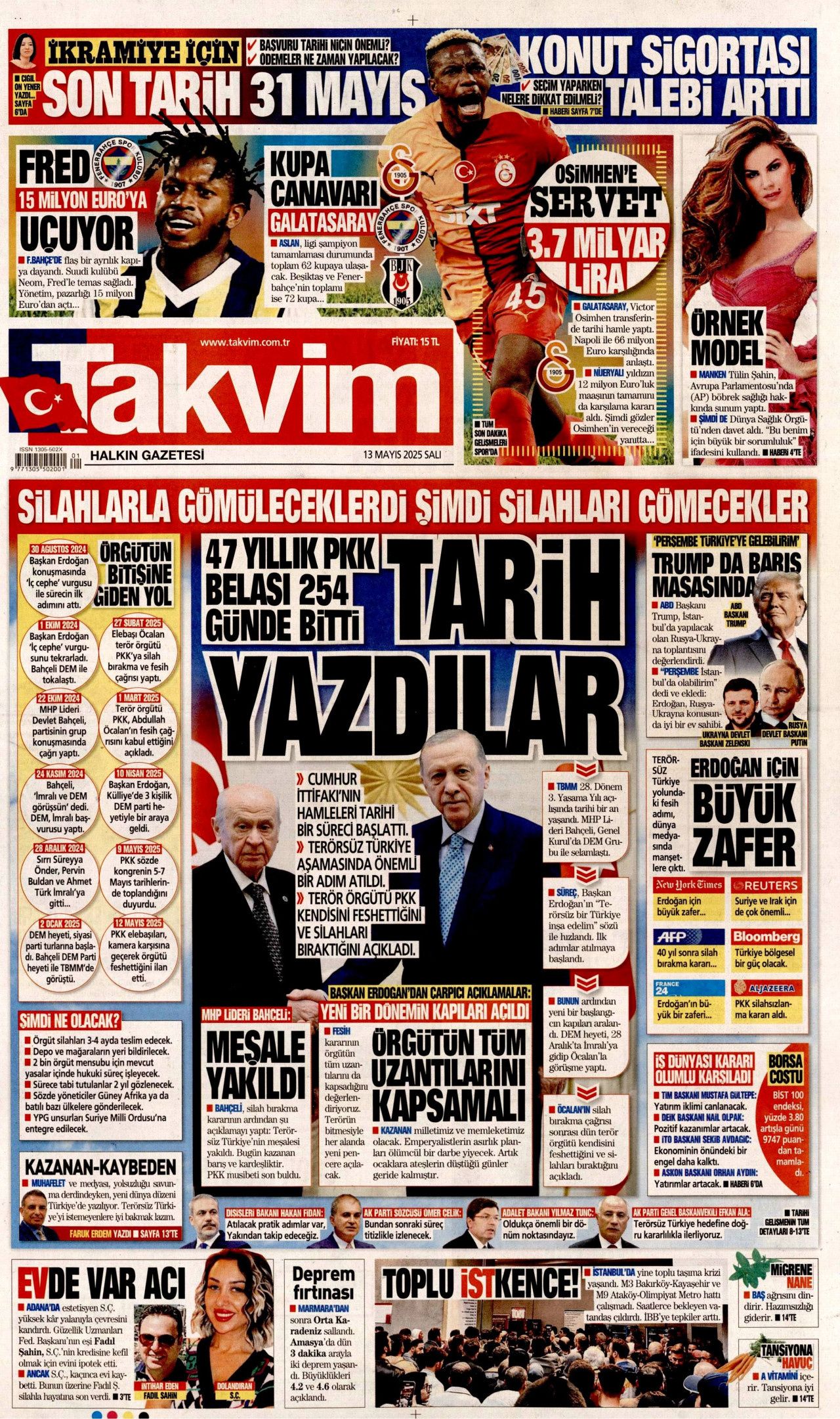 50 yıllık terör devri kapandı! PKK 4 aşamada tasfiye edilecek... Tarihi fesih kararı gazete manşetlerinde! 13