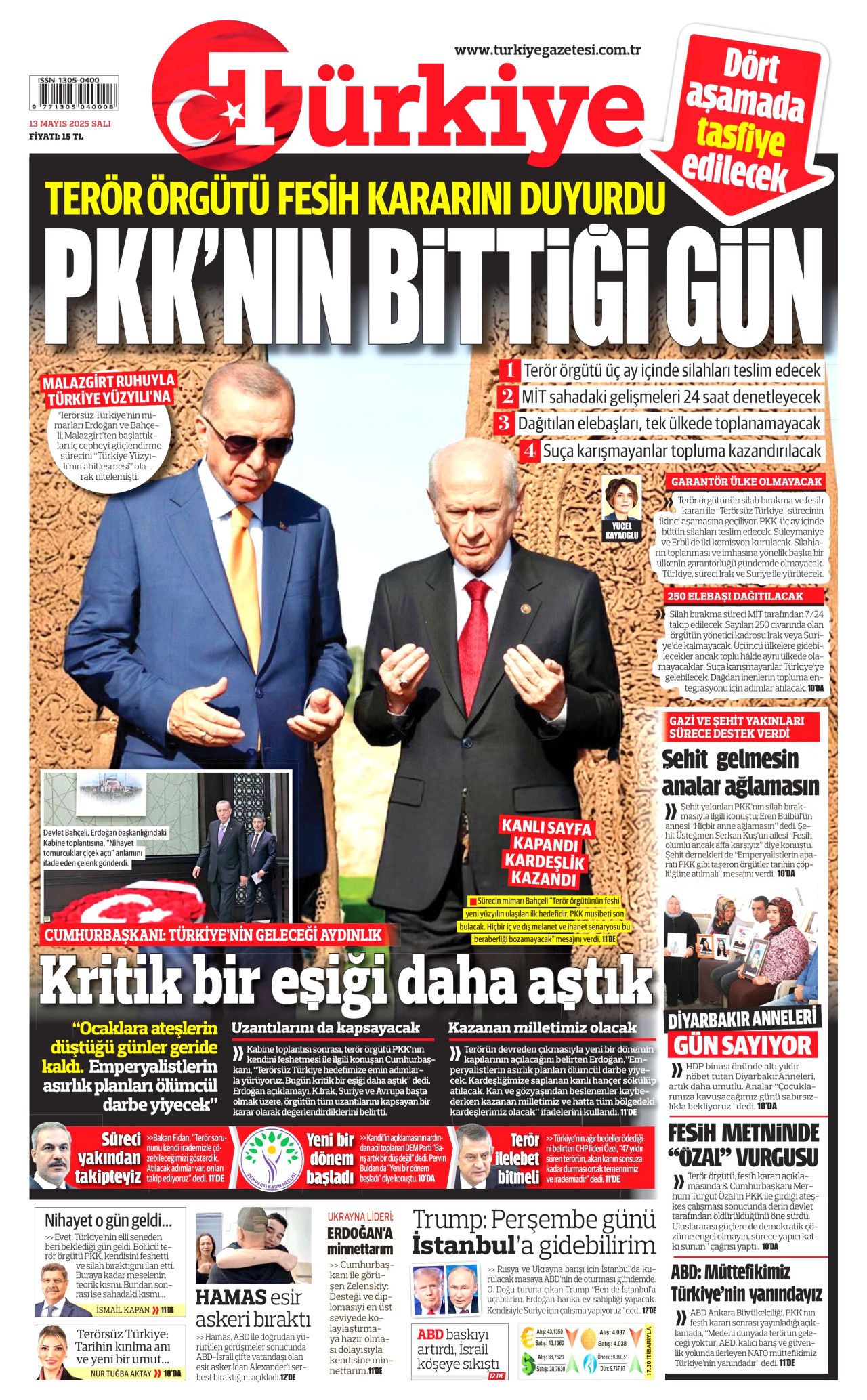50 yıllık terör devri kapandı! PKK 4 aşamada tasfiye edilecek... Tarihi fesih kararı gazete manşetlerinde! 2