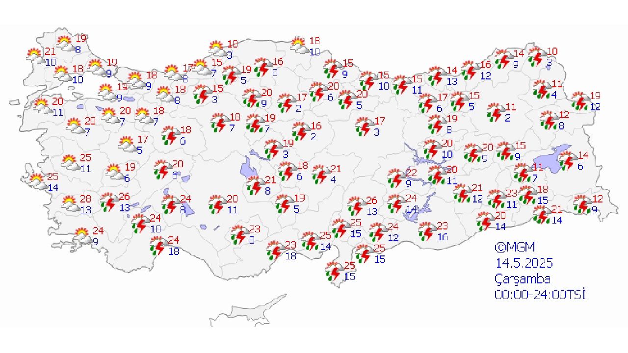 14 Mayıs 2025 Meteoroloji hava durumu tahminlerini paylaştı! İşte il il beklenen sıcaklıklar... 1