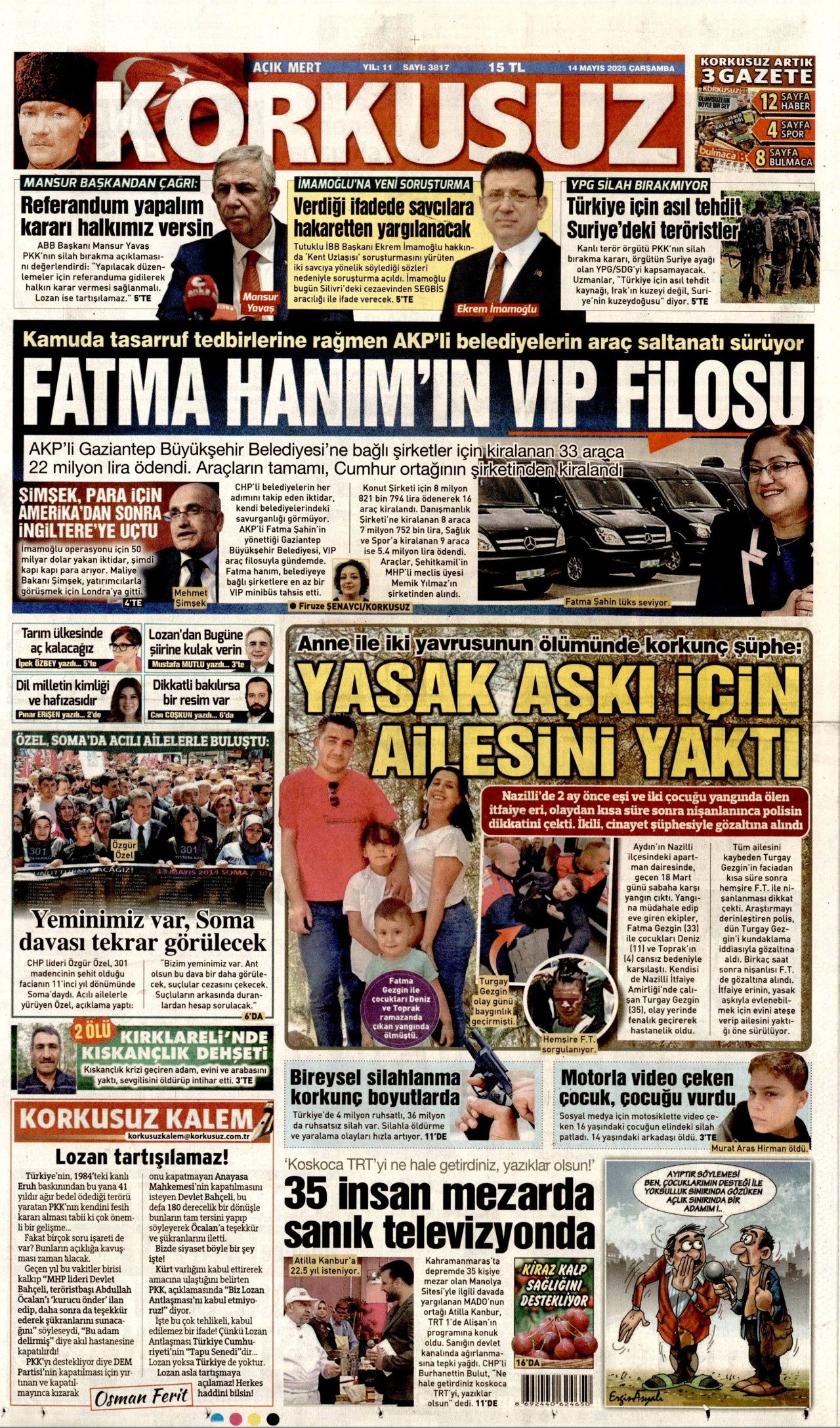 Planlar yapıldı... Terörsüz Türkiye için en kritik iş MİT'te! Bugünün gazete manşetleri 20