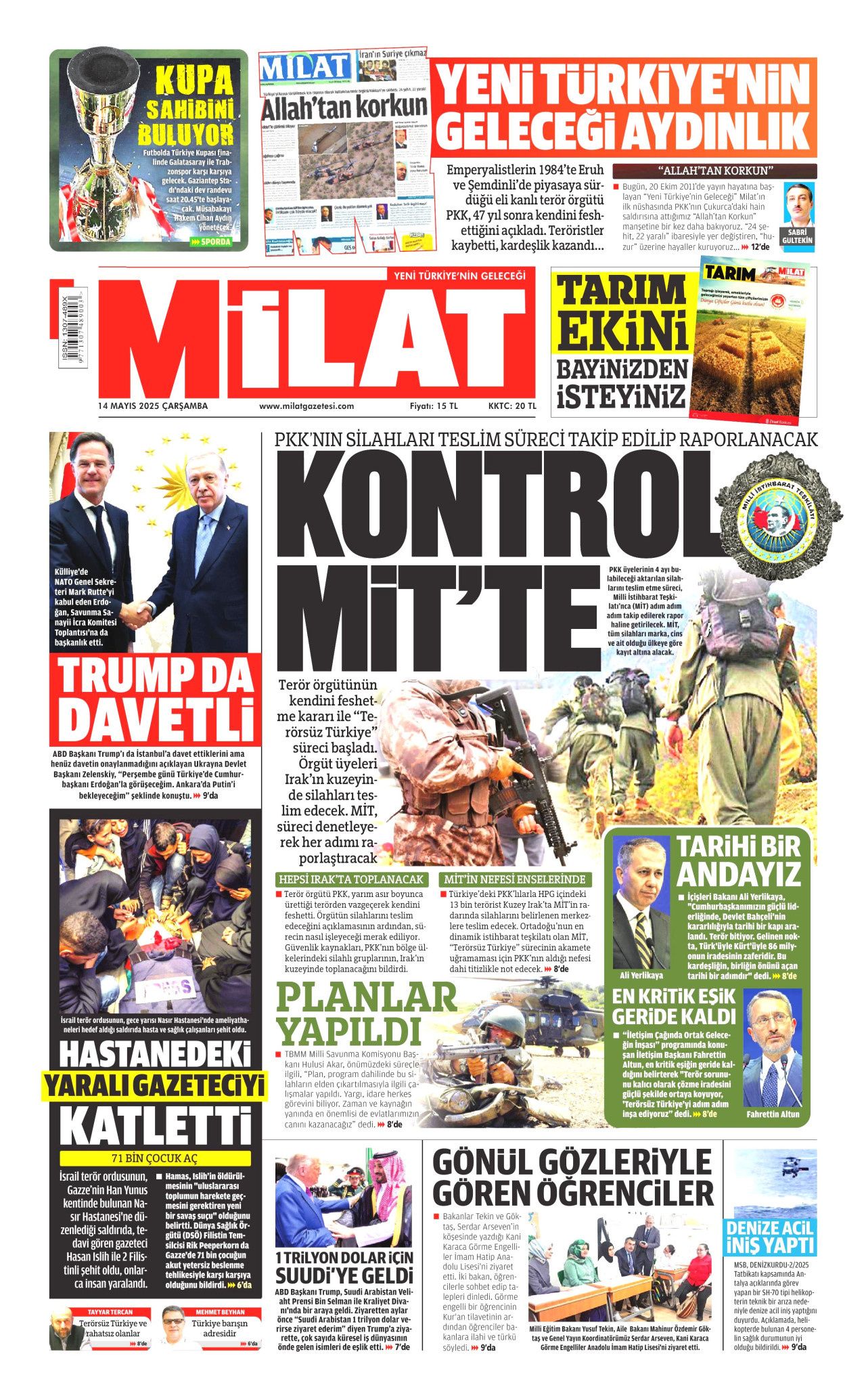 Planlar yapıldı... Terörsüz Türkiye için en kritik iş MİT'te! Bugünün gazete manşetleri 14
