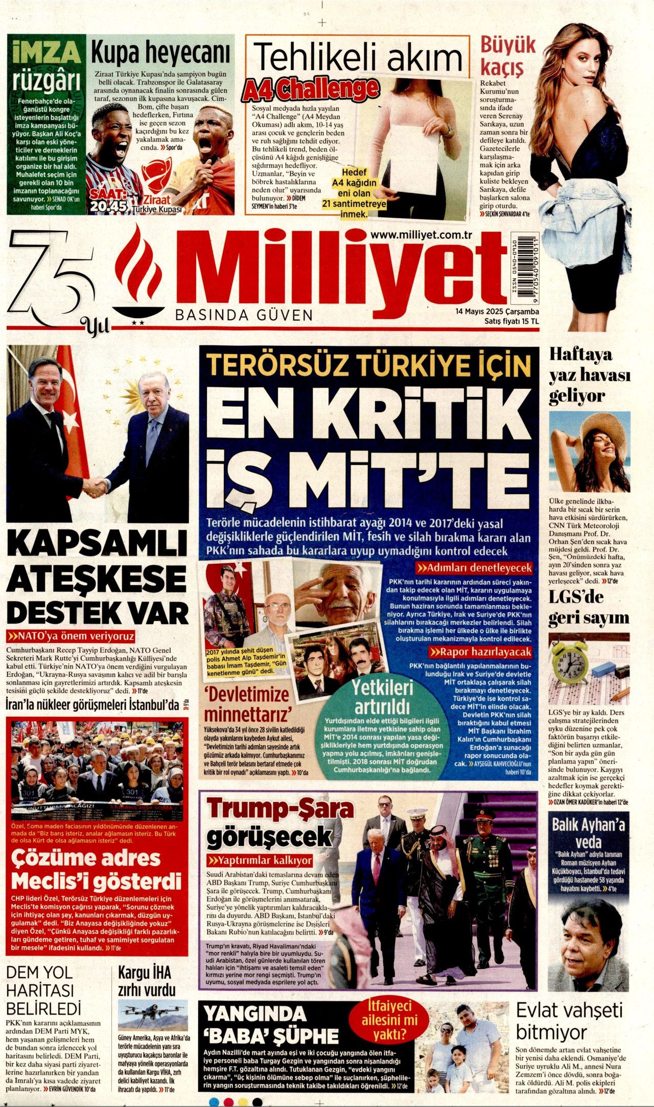 Planlar yapıldı... Terörsüz Türkiye için en kritik iş MİT'te! Bugünün gazete manşetleri 1