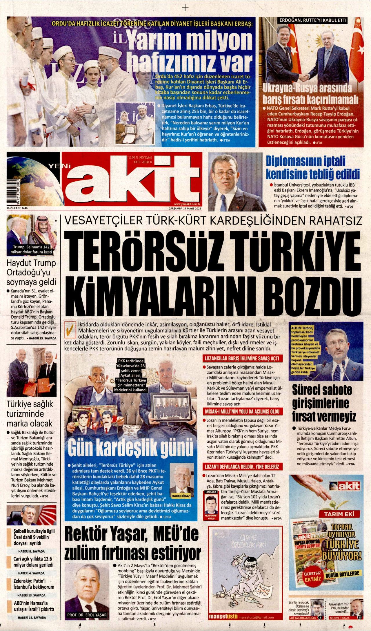 Planlar yapıldı... Terörsüz Türkiye için en kritik iş MİT'te! Bugünün gazete manşetleri 8